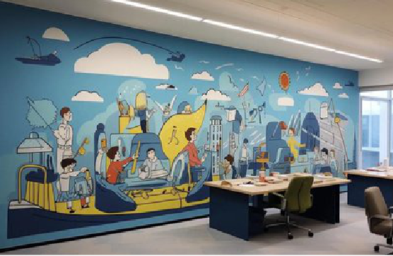 维西办公室墙绘的特点。